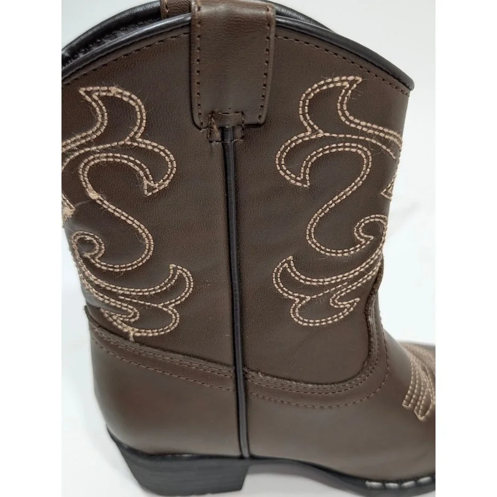 Canyon Trails Toddler Cowboy Boots Brown Faux Leather Sz 9M CT-101-BRN Excellent
